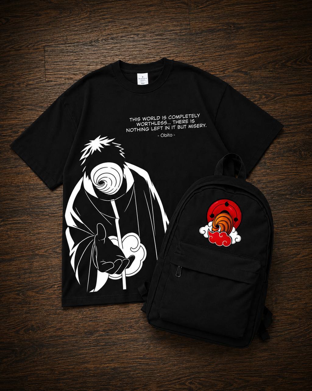 TSHIRT & BACKPACK OBITO WORDS PREMIUM QUALITY